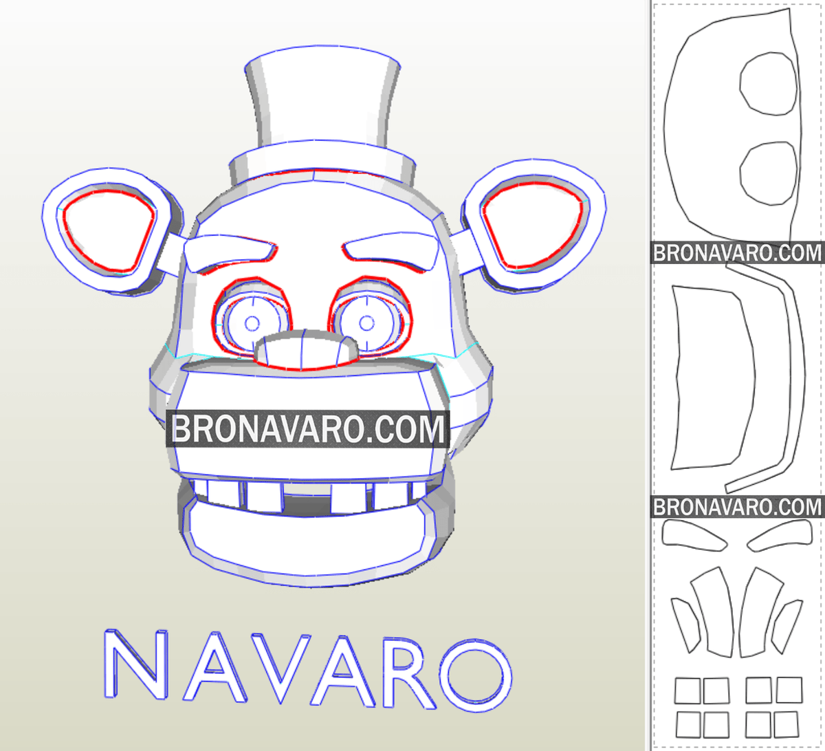 FREDDY FAZBEAR Head Foam Template Fredbear Head Mask Pepakura NAVARO freddy-fazbear-head-foam-template-fredbear-head-mask-pepakura-navaro