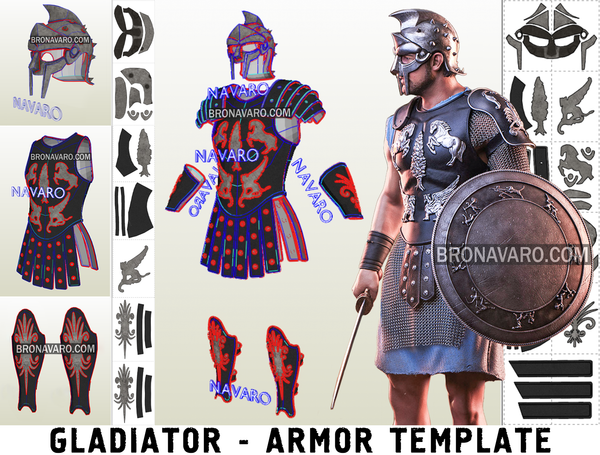 Load image into Gallery viewer, GLADIATOR Armor (Foam Template) - Maximus Gladiator Armor Pattern - Maximus Cosplay Template - Gladiator Armor Pepakura