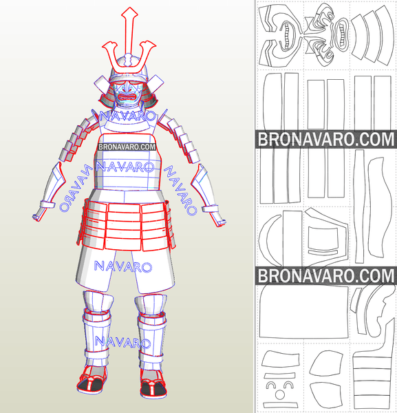 Load image into Gallery viewer, Samurai Armor Pepakura Template