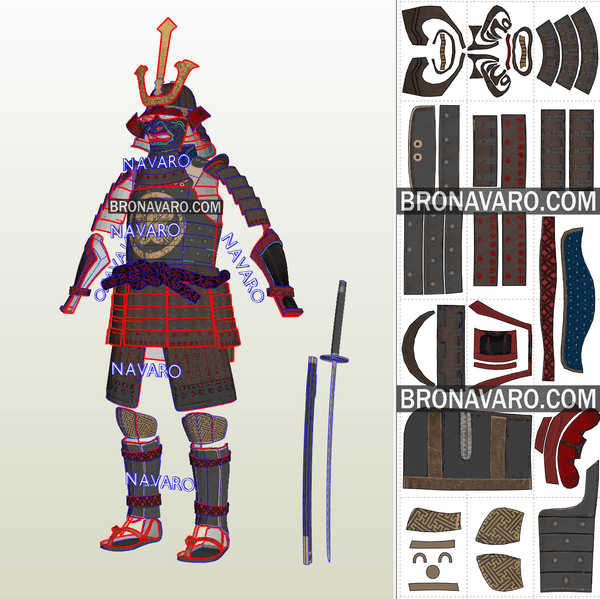 Load image into Gallery viewer, Samurai Shogun Cosplay Pepakura Templates