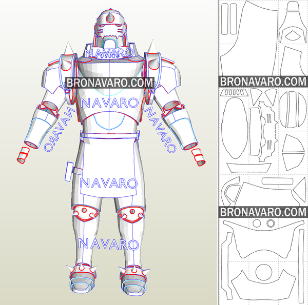 Load image into Gallery viewer, Alphonse Elric Armor Pepakura Template