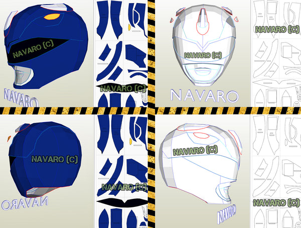 Load image into Gallery viewer, blue ranger helmet pattern