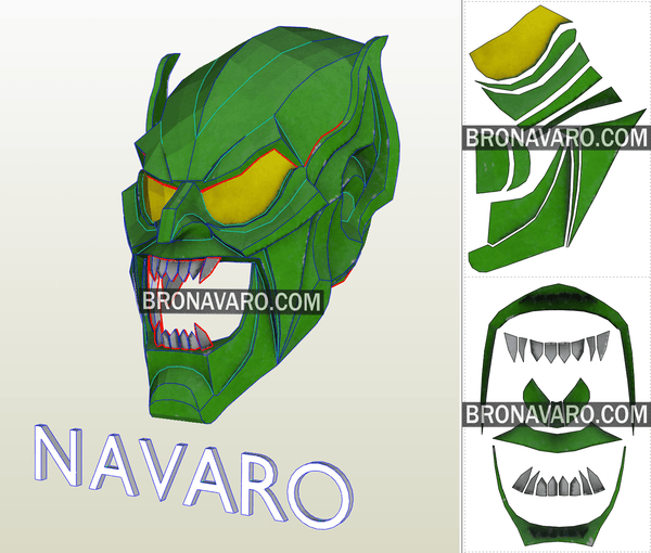 Load image into Gallery viewer, Willem Dafoe Green Goblin Helmet Template