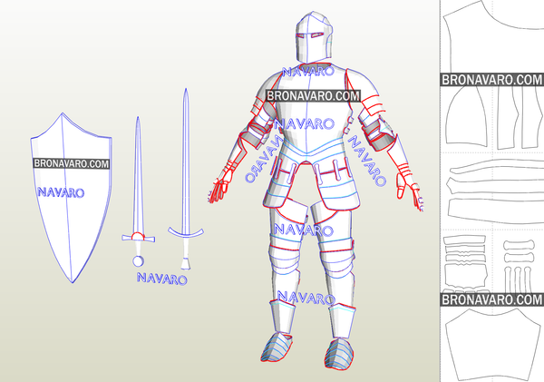 Load image into Gallery viewer, Knight Armor Pepakura Templates