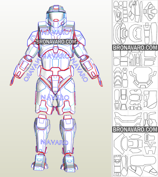 Load image into Gallery viewer, Master Chief Spartan Armor Pepakura Templates