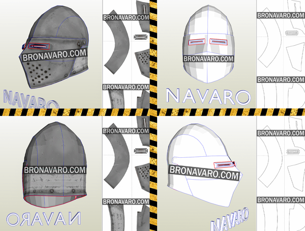 Load image into Gallery viewer, Medieval Bascinet helmet printable template