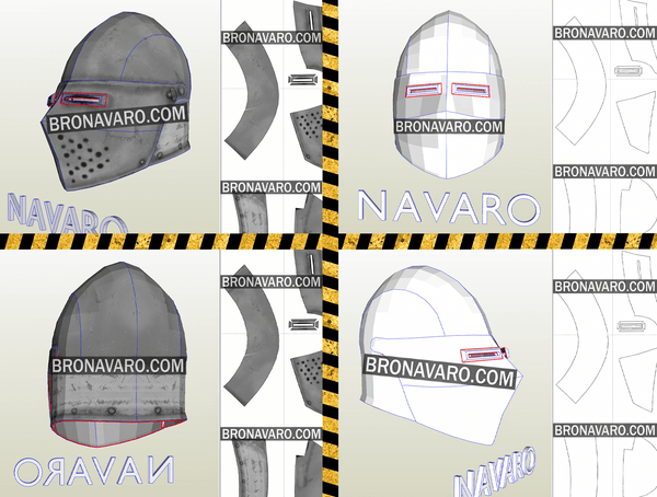Load image into Gallery viewer, Medieval Bascinet helmet printable template