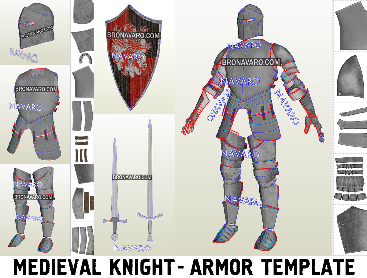 Knight Cosplay Armor Template - Larp Plate Armor Pepakura – NAVARO knight-cosplay-armor-template-larp-plate-armor-pepakura-navaro