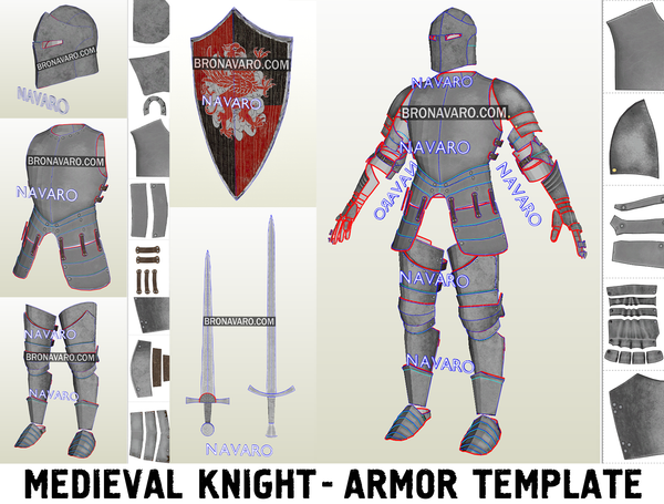 Load image into Gallery viewer, Medieval Knight Plate Armor Template