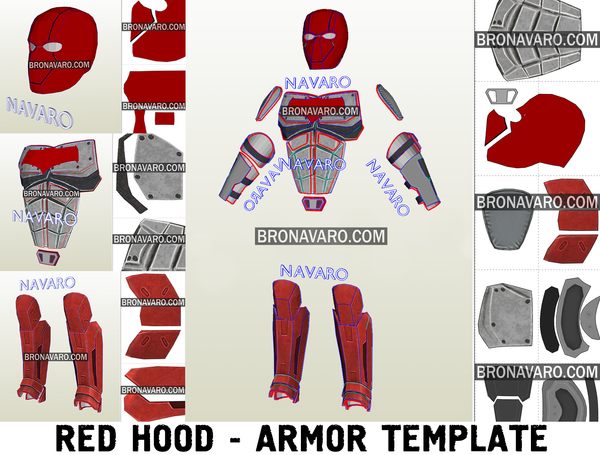 Load image into Gallery viewer, Red Hood Armor Pepakura Template