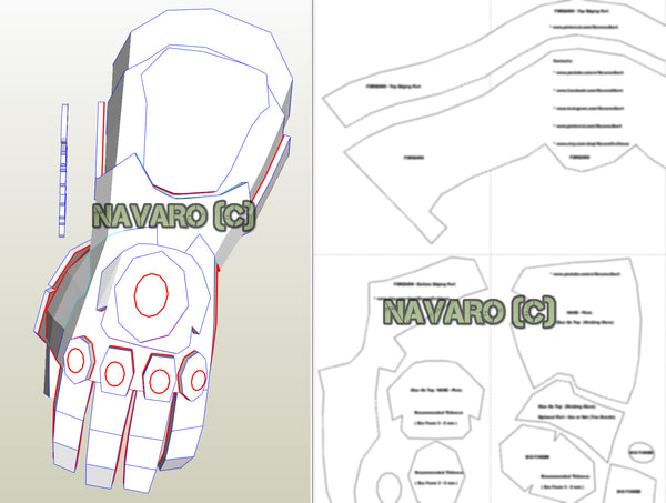 Load image into Gallery viewer, Thanos Gauntlet (Foam Template) - Thanos Gauntlet Pepakura - Printable PDF - Thanos Cosplay + Bonus Thanos Sword Template - Thanos Endgame
