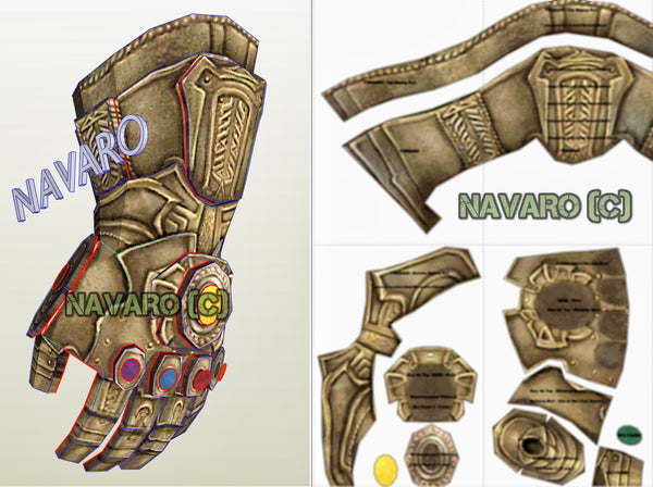 Load image into Gallery viewer, Thanos Gauntlet (Foam Template) - Thanos Gauntlet Pepakura - Printable PDF - Thanos Cosplay + Bonus Thanos Sword Template - Thanos Endgame
