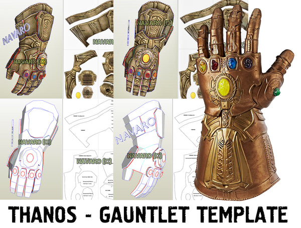 Load image into Gallery viewer, Thanos Gauntlet (Foam Template) - Thanos Gauntlet Pepakura - Printable PDF - Thanos Cosplay + Bonus Thanos Sword Template - Thanos Endgame