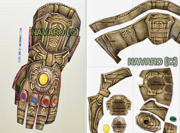 Load image into Gallery viewer, Thanos Gauntlet (Foam Template) - Thanos Gauntlet Pepakura - Printable PDF - Thanos Cosplay + Bonus Thanos Sword Template - Thanos Endgame