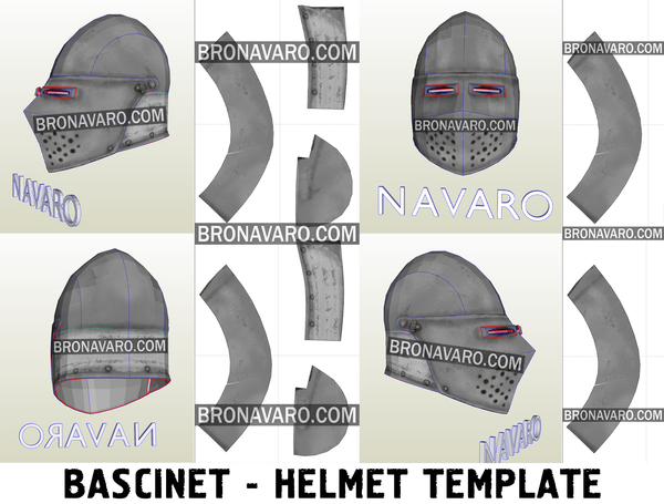 Load image into Gallery viewer, bascinet helmet pepakura template