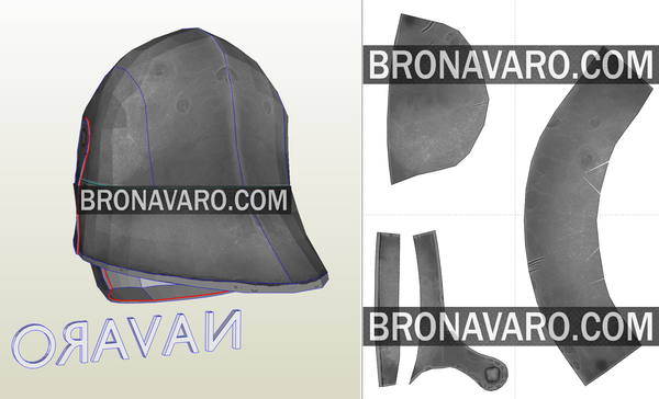 Load image into Gallery viewer, gothic sallet helmet eva foam template