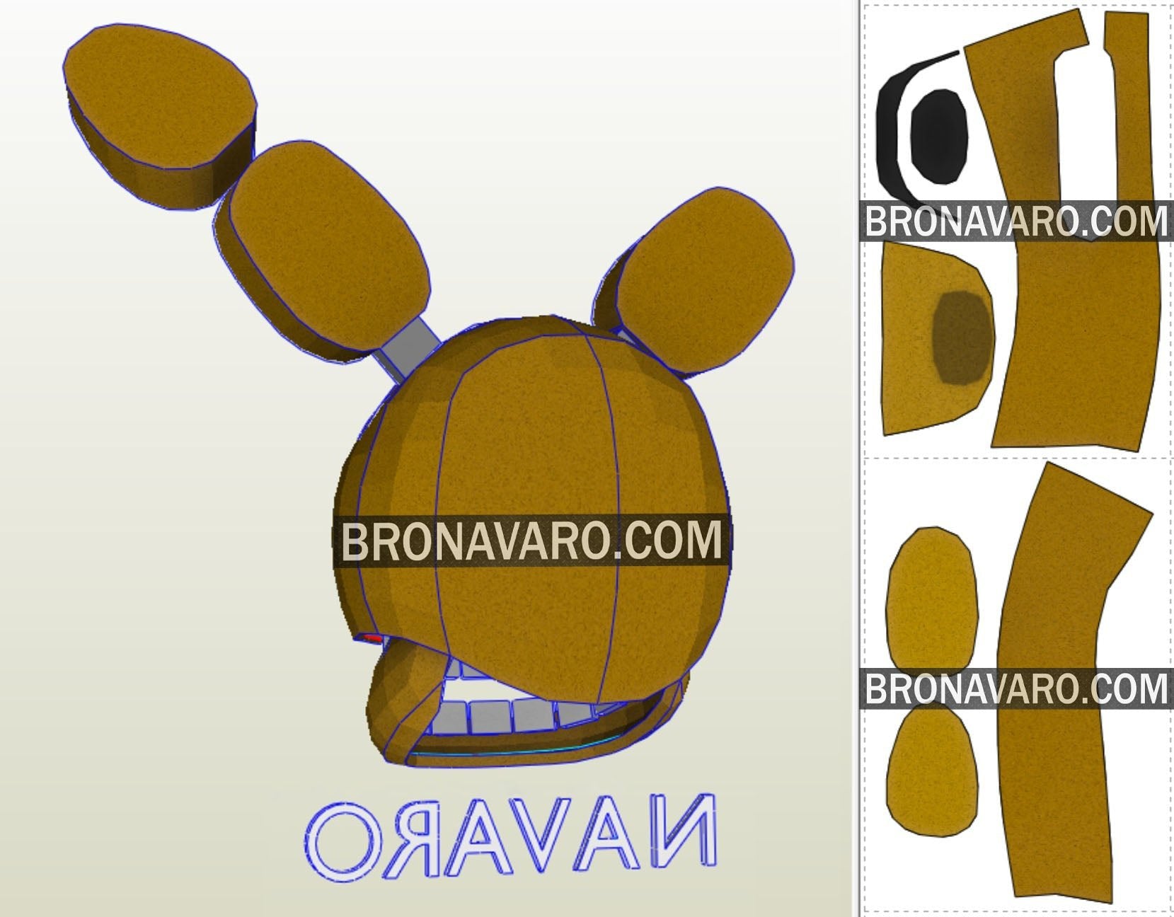 Yellow Rabit Head YELLOW RABBIT (Foam Template) - FNAF Yellow Rabbit Head Pepakura – NAVARO