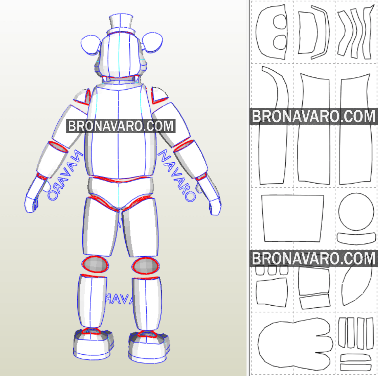 FREDDY FAZBEAR Costume Foam Template Freddy Fazbear Pepakura NAVARO freddy-fazbear-costume-foam-template-freddy-fazbear-pepakura-navaro