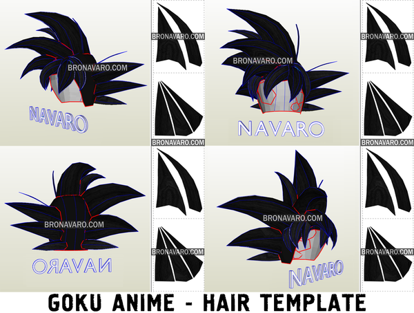 GOKU Hair (Foam Template) - Goku Anime Wig Pepakura Template – NAVARO