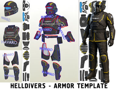 HELLDIVERS Tactical Armor (Foam Template) - Helldivers Armor Pepakura - Helldivers B-01 Armor Pattern - Helldivers 2 Pepakura - Heldivers Cosplay Armor Template