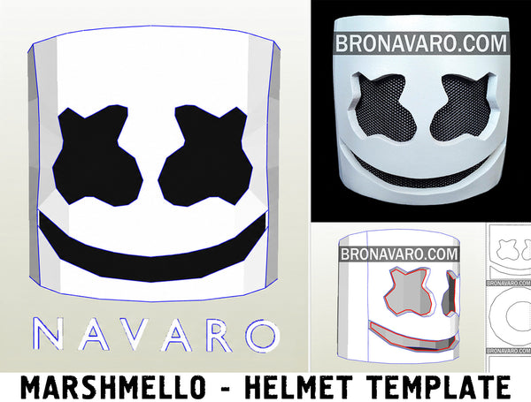 Load image into Gallery viewer, MARSHMELLO Head (Foam Template) - Marshmello Helmet Eva Foam - Marshmello Cosplay Pattern - Marshmello Mask Templates

