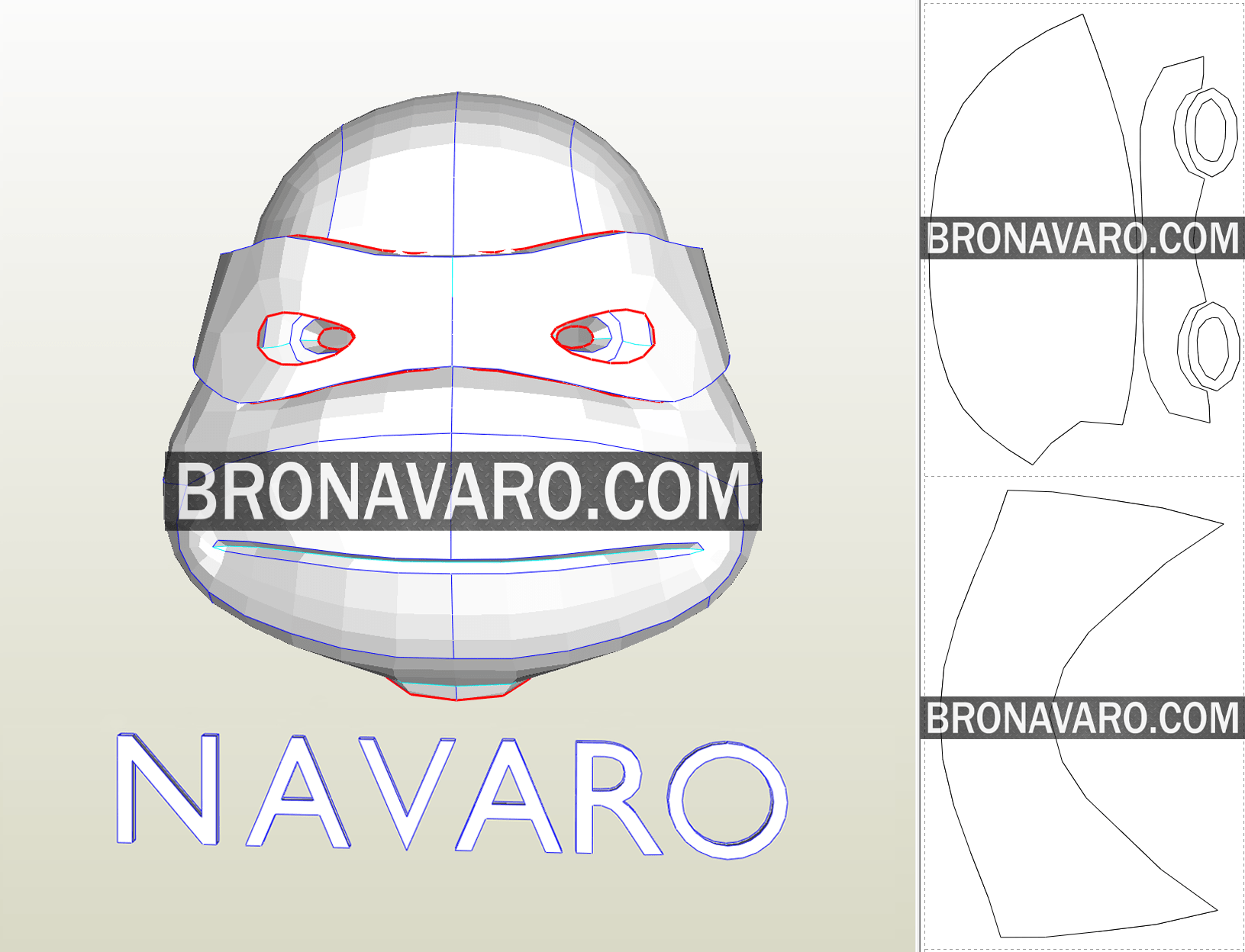 TMNT Head Eva Foam Template Ninja Turtles Pepakura Helmet NAVARO tmnt-head-eva-foam-template-ninja-turtles-pepakura-helmet-navaro