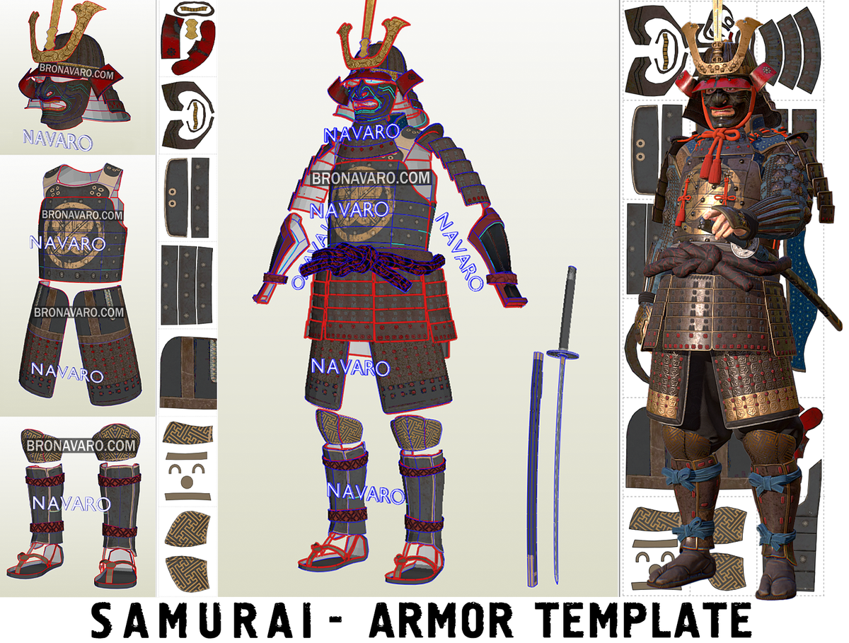 SAMURAI Armor (Foam Template) - Samurai Shogun Armor Pepakura – NAVARO