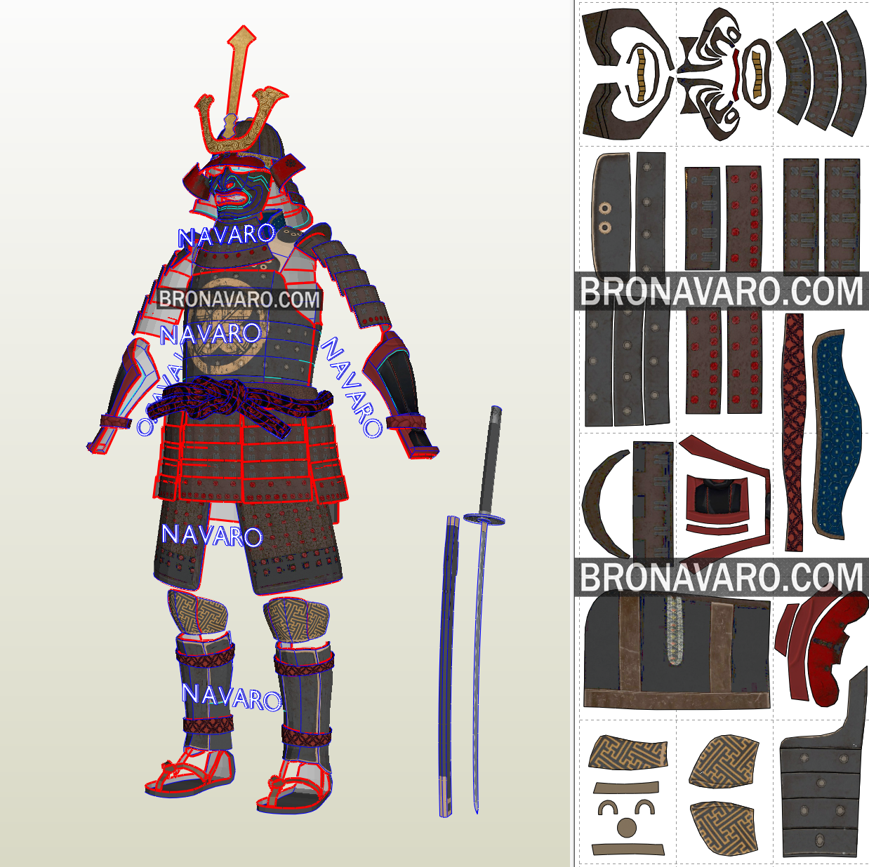 SAMURAI Armor (Foam Template) - Samurai Shogun Armor Pepakura – NAVARO