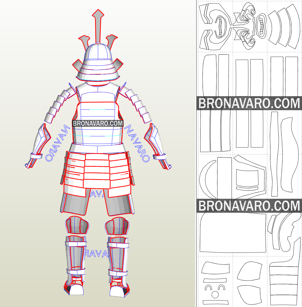 SAMURAI Armor (Foam Template) - Samurai Shogun Armor Pepakura – NAVARO