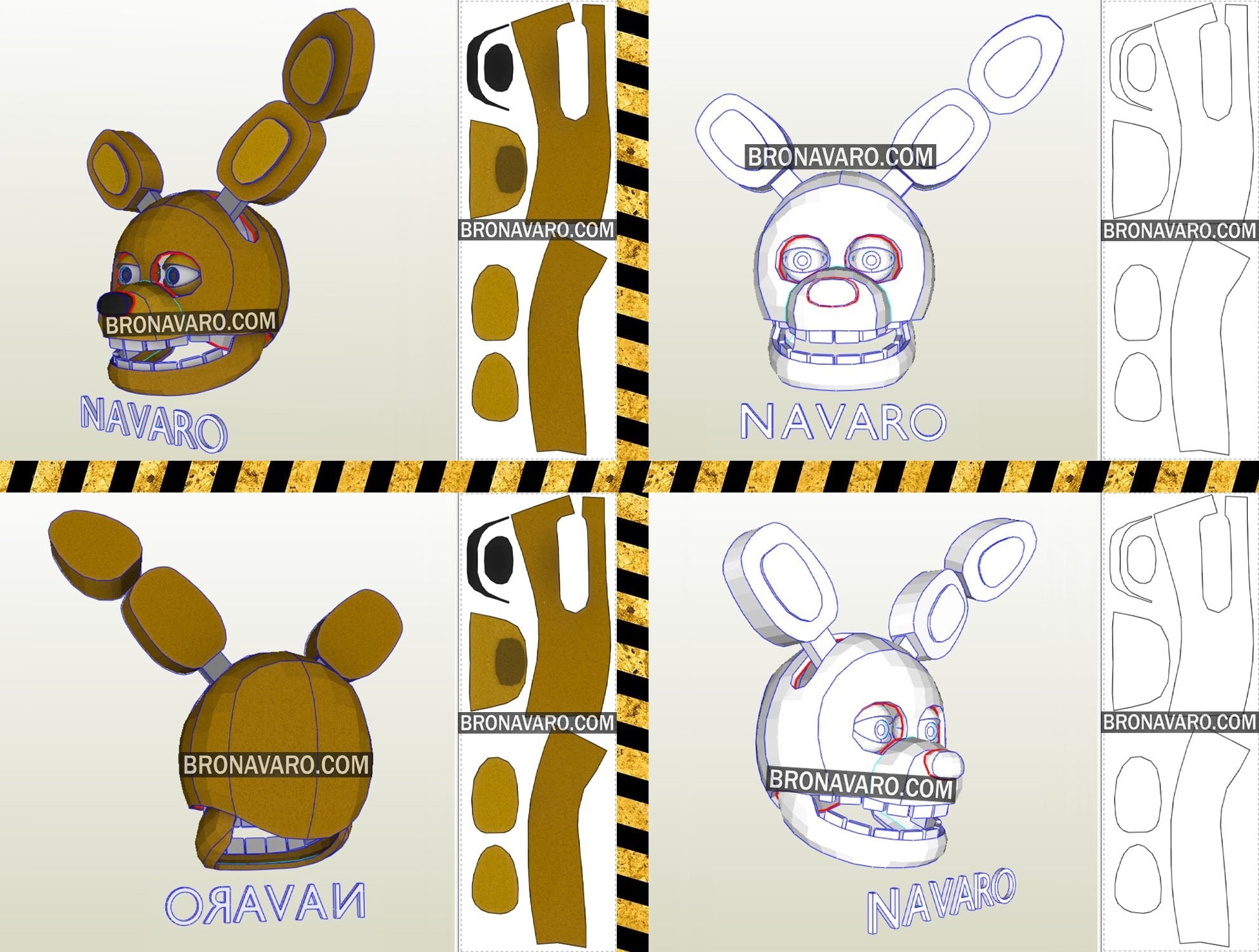 Yellow Rabit Head YELLOW RABBIT (Foam Template) - FNAF Yellow Rabbit Head Pepakura – NAVARO