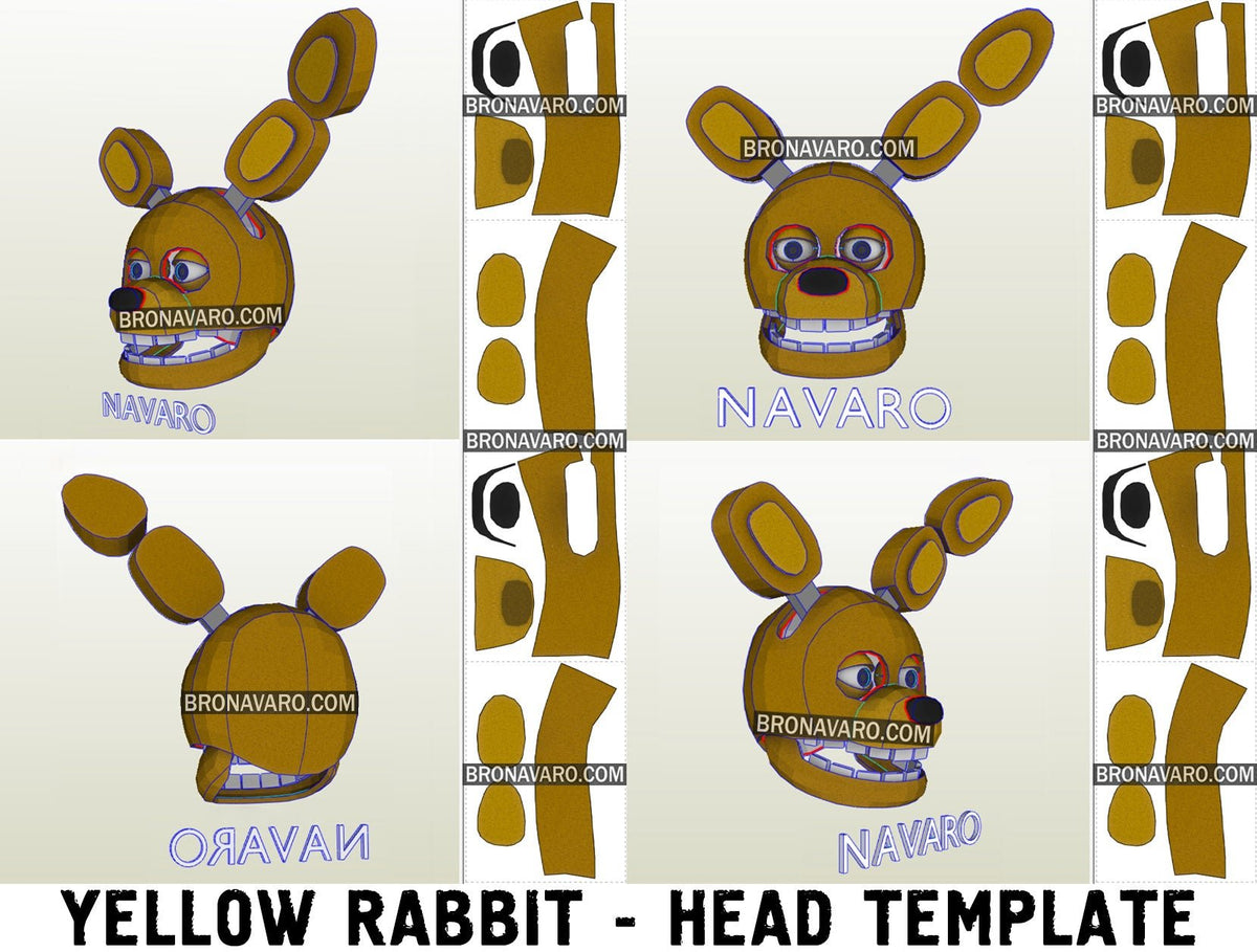 YELLOW RABBIT (Foam Template) - FNAF Yellow Rabbit Head Pepakura – NAVARO