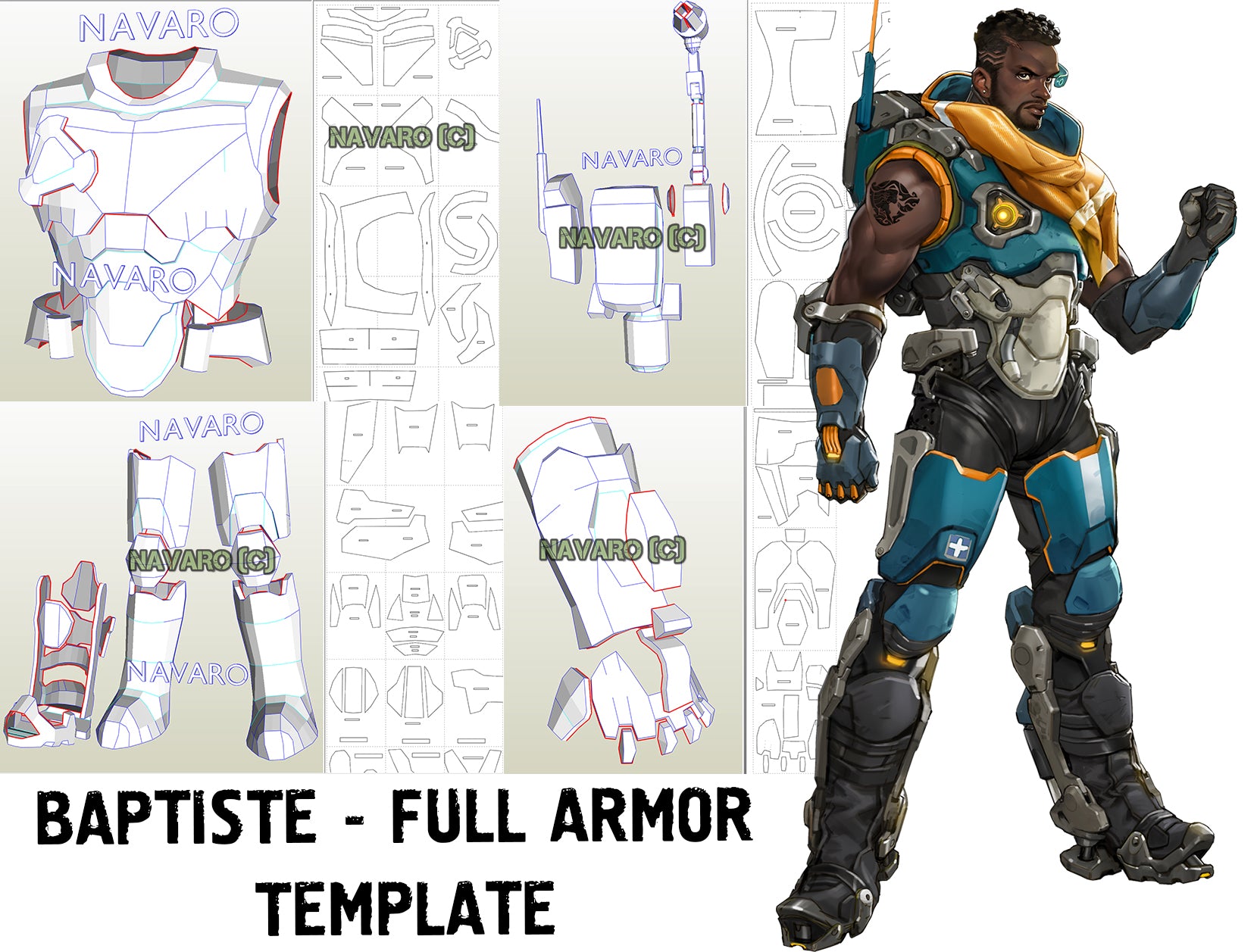 BAPTISTE FULL Armor Templates Patterns Eva Foam Baptiste Cosplay Baptiste Costume Armor Pepakura Pdf Pdo