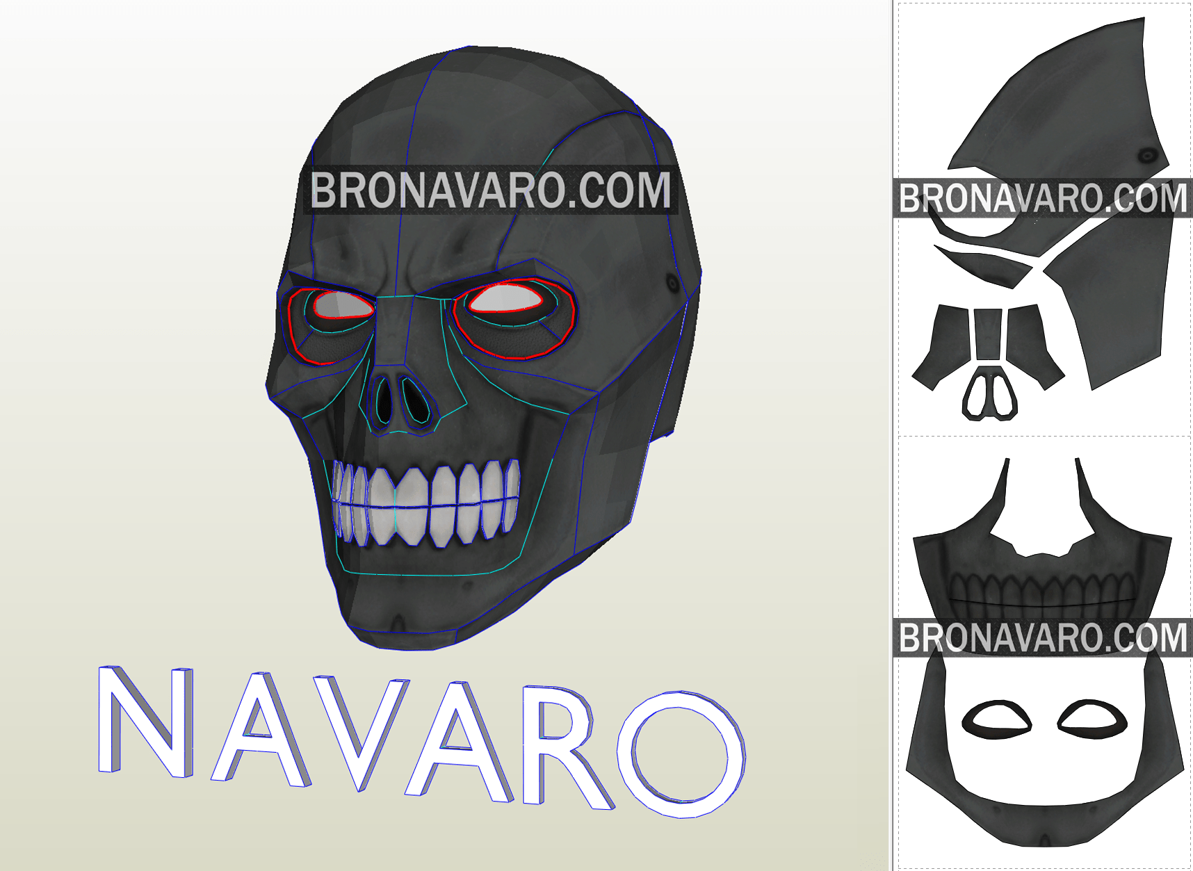 SKULL Mask (Foam Template) - Full Head Skull Mask Pattern – NAVARO