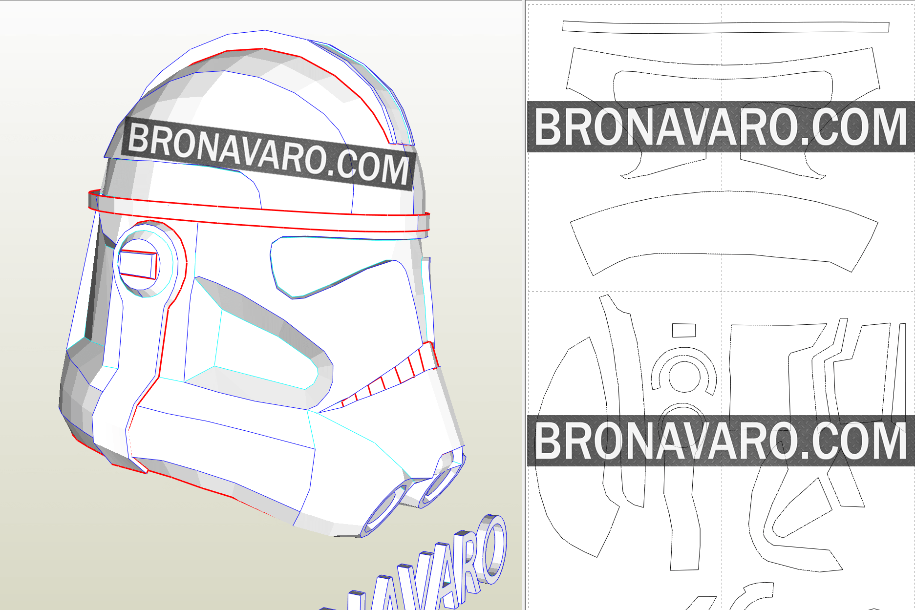 Clone Trooper Phase 2 Helmet (Foam Template) Captain Rex Pepakura