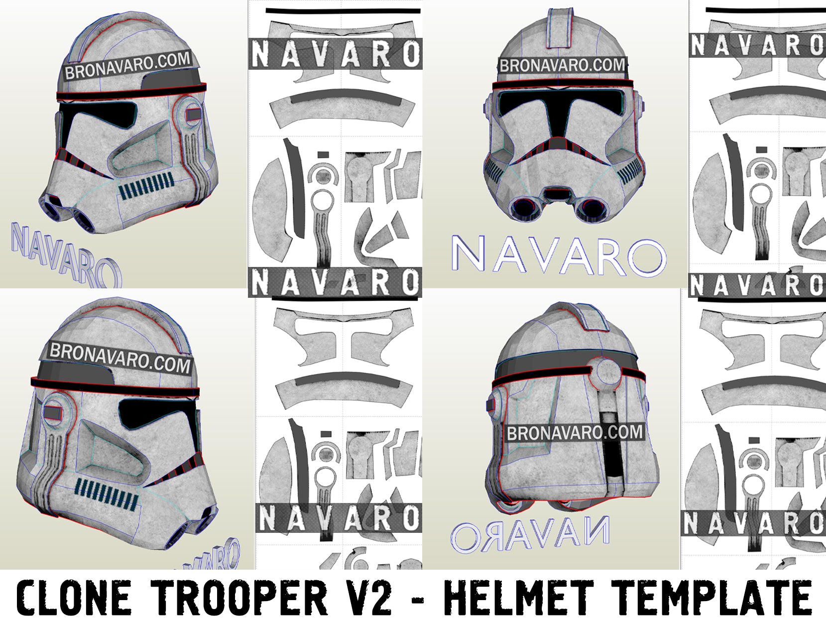 Clone Trooper Phase 2 Helmet (Foam Template) Captain Rex Pepakura