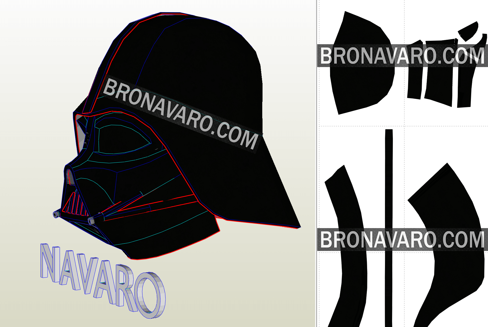 DARTH VADER Helmet (Foam Template) | Darth Vader Pepakura Helmet – NAVARO