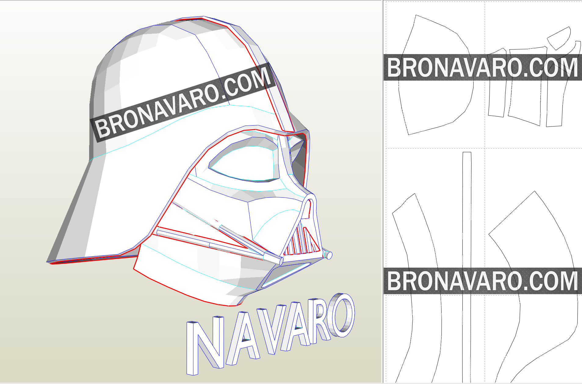 darth-vader-helmet-foam-template-darth-vader-pepakura-helmet-navaro for Free Printable Darth Vader Mask DARTH VADER Helmet (Foam Template) | Darth Vader Pepakura Helmet – NAVARO for Free Printable Darth Vader Mask
