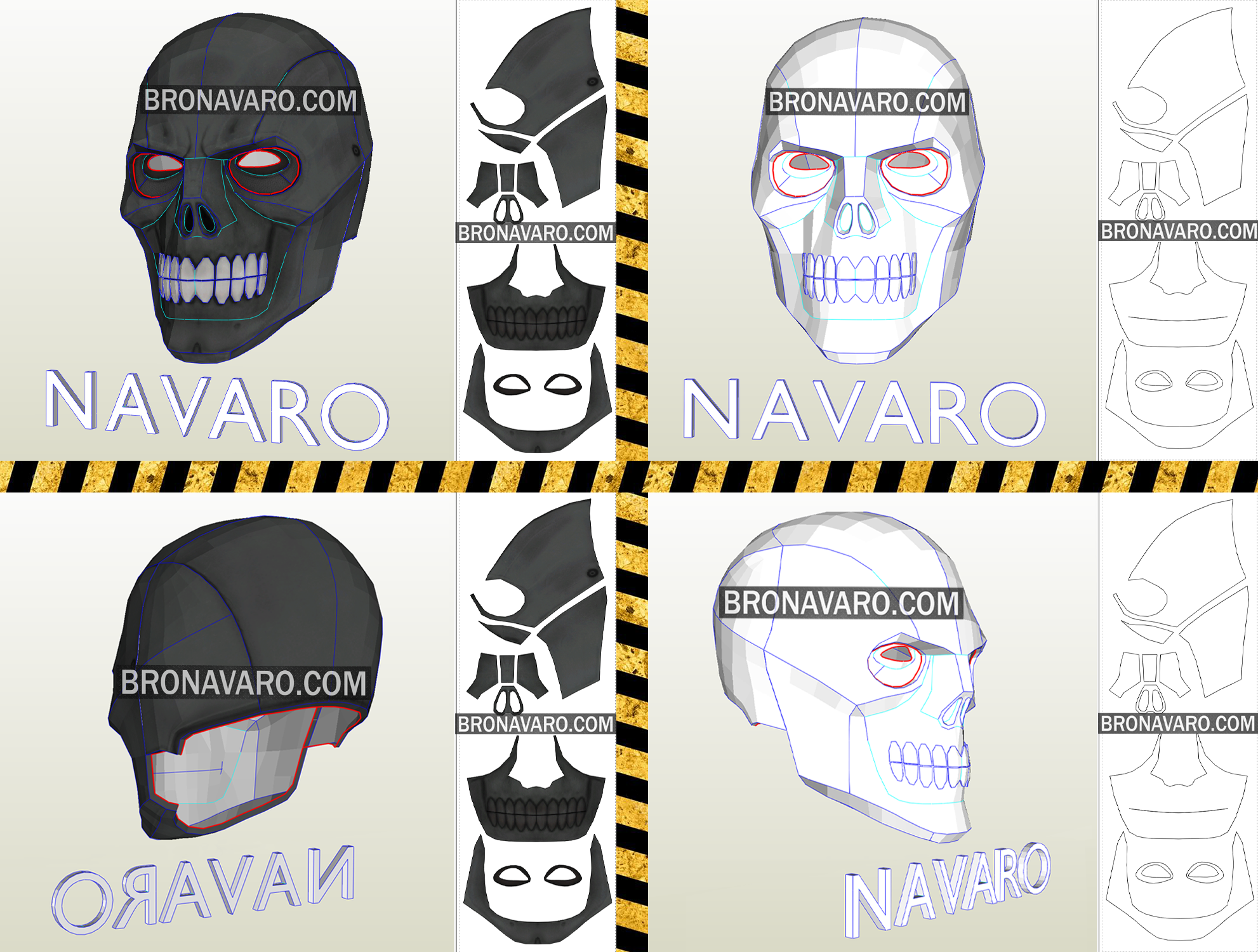 SKULL Mask (Foam Template) - Full Head Skull Mask Pattern – NAVARO