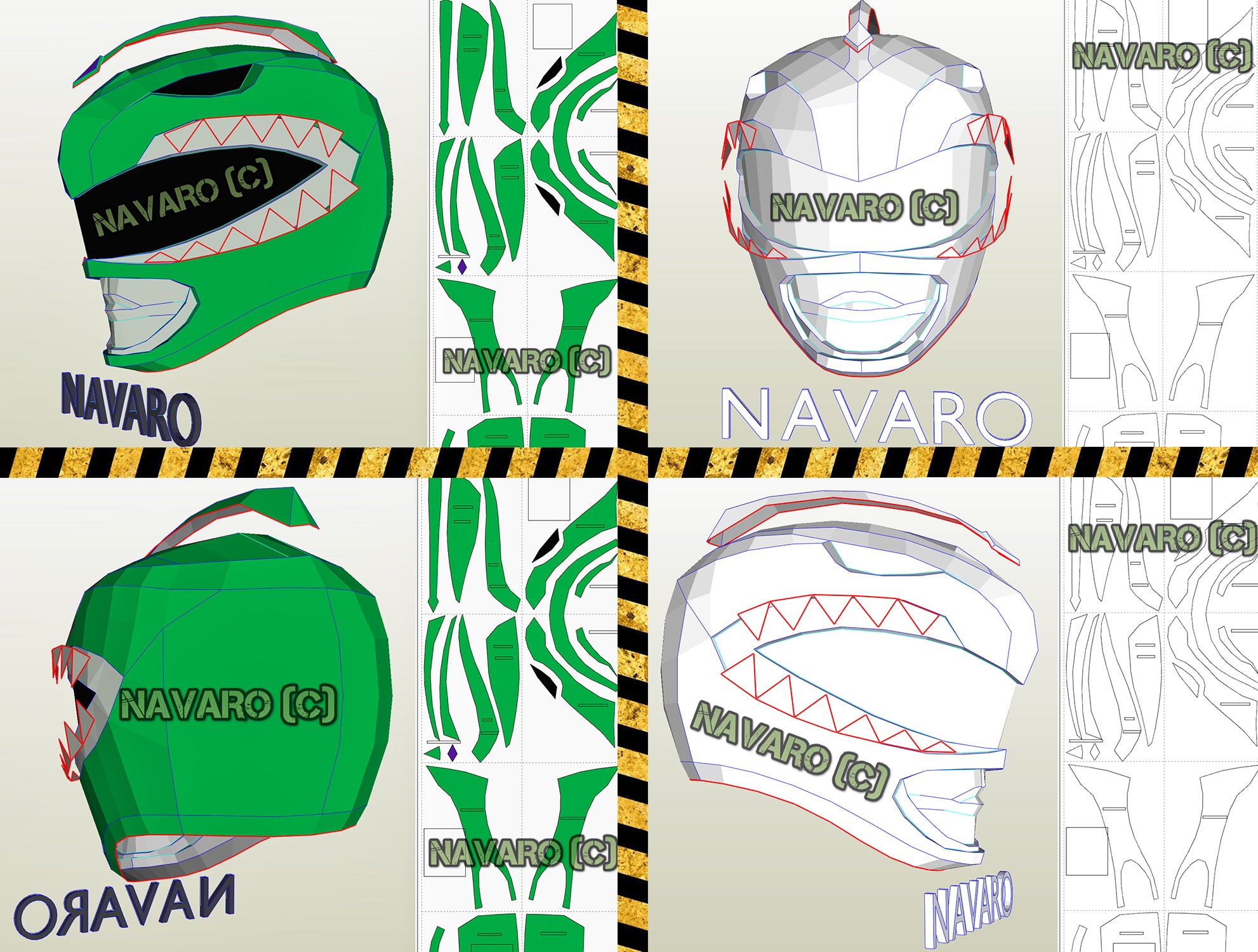 MMPR Power Rangers Helmet Pepakura | Power Rangers Helmet Template – NAVARO mmpr-power-rangers-helmet-pepakura-power-rangers-helmet-template-navaro
