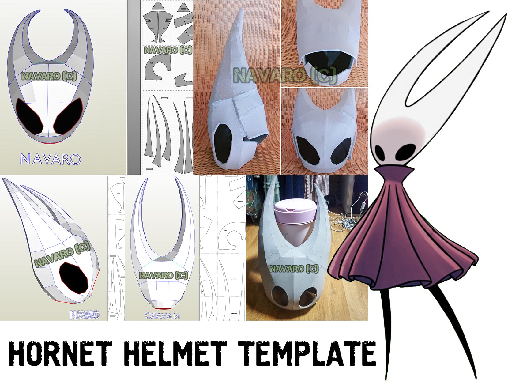 HORNET HOLLOW KNIGHT Cosplay Template - Hornet Helmet Pepakura Template ...