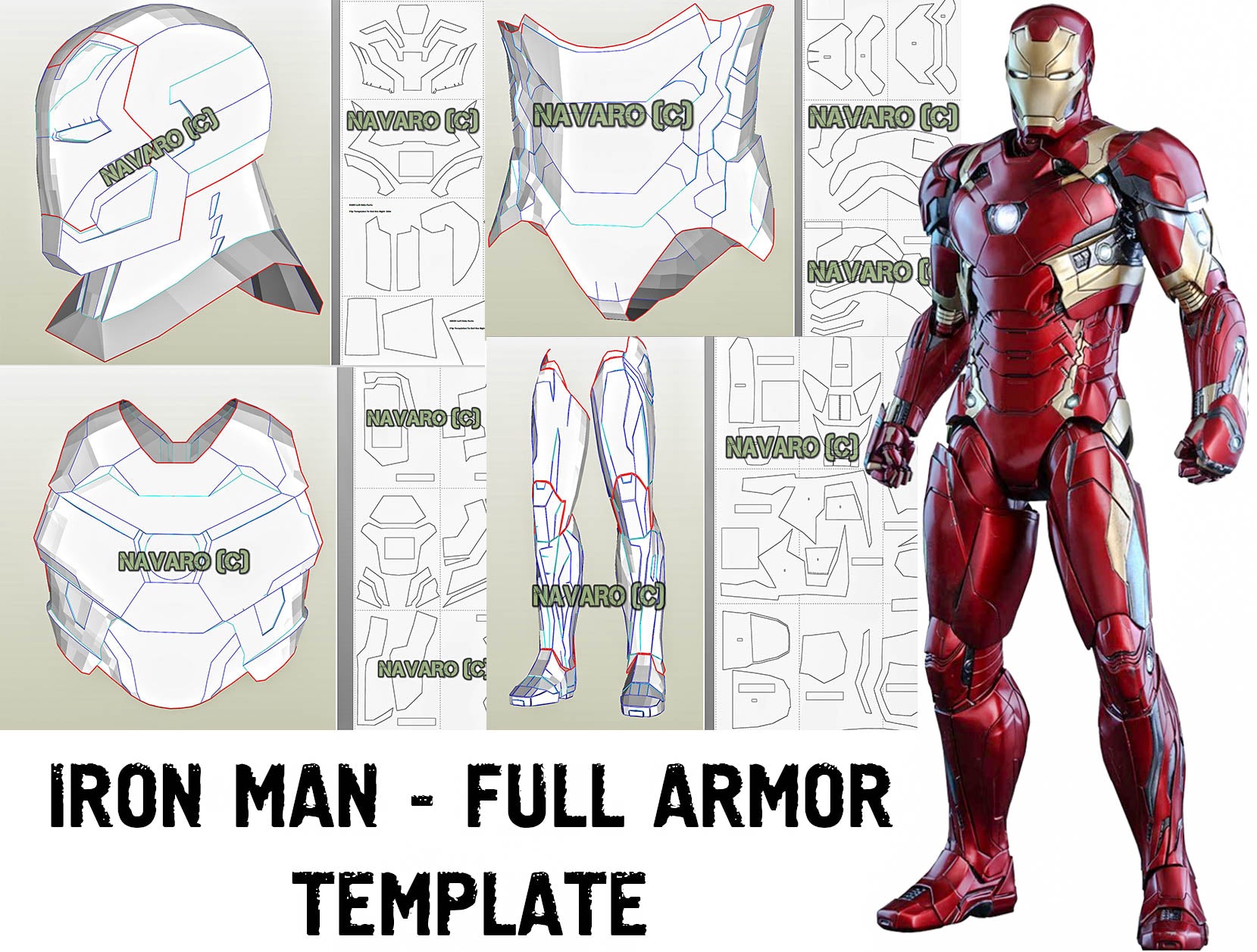 IRON MAN MK 46 (Foam Template) - Iron Man Armor Pepakura – NAVARO iron-man-mk-46-foam-template-iron-man-armor-pepakura-navaro