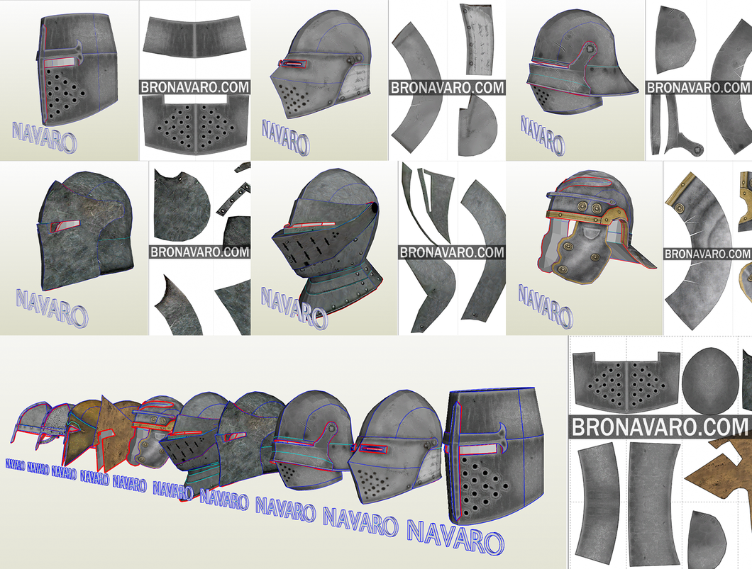 Historical Medieval Helmets Pack - Pepakura ( Eva Foam Template ) – NAVARO historical-medieval-helmets-pack-pepakura-eva-foam-template-navaro