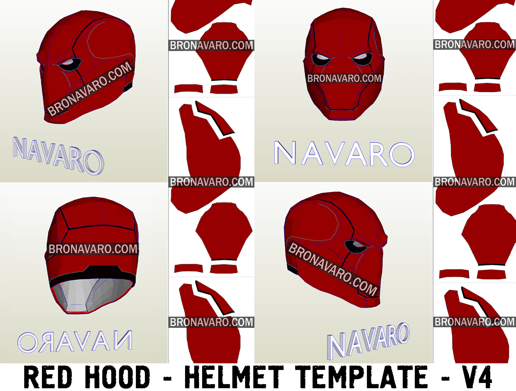 red-hood-helmet-eva-foam-templates-red-hood-helmet-pepakura-navaro