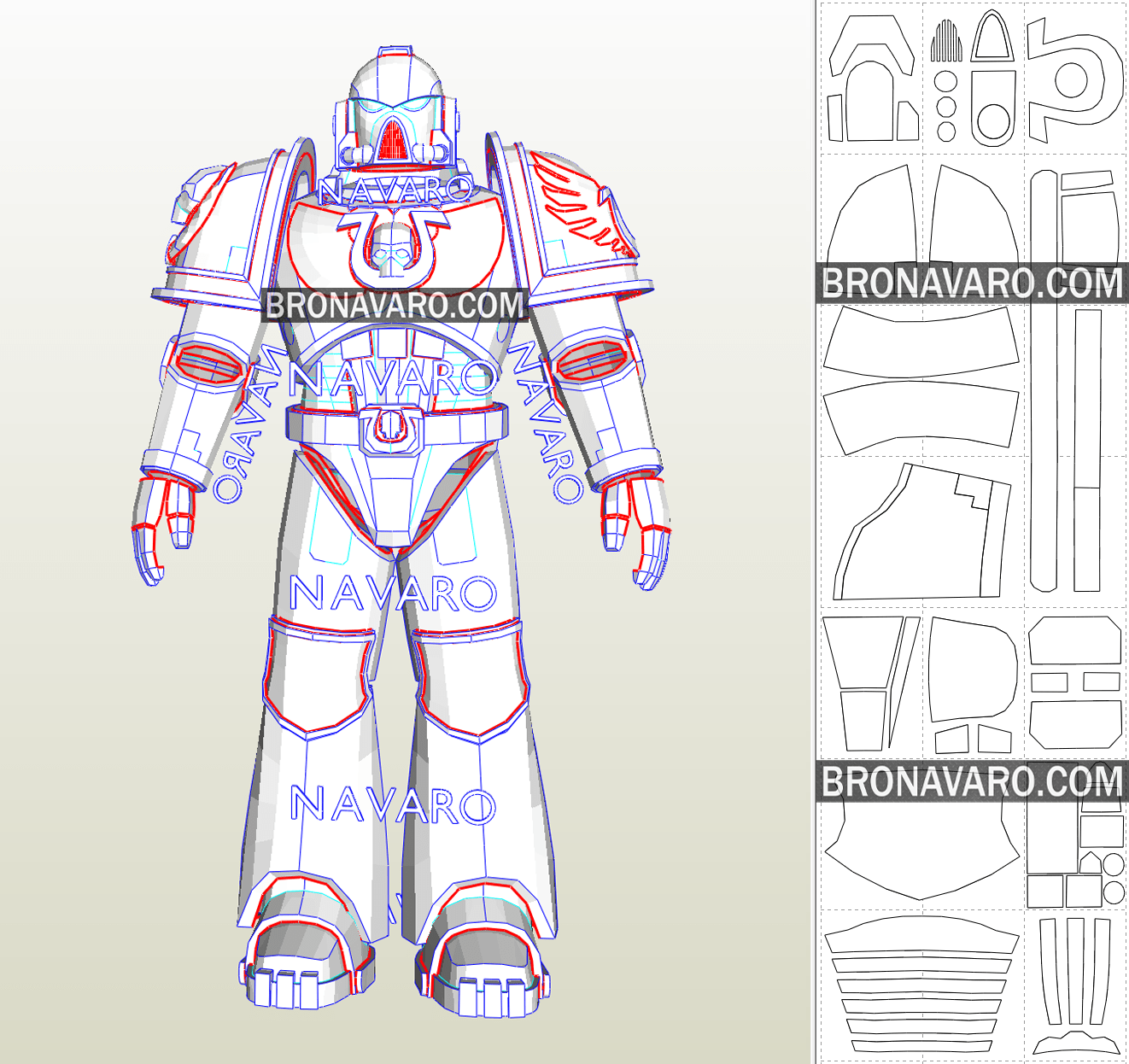 SPACE MARINE Armor (Foam Template) Ultramarine Armor Pepakura NAVARO