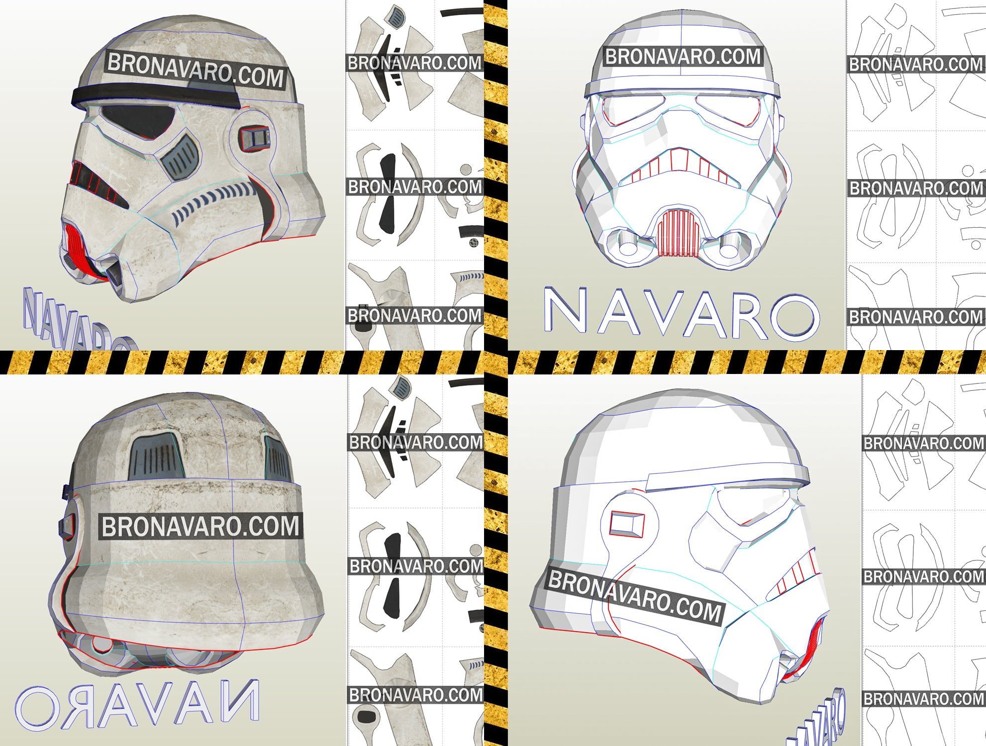 StormTrooper Helmet Pepakura Template - TROOPERS Helmets SET Patterns ...