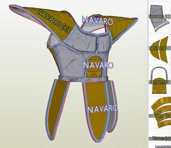 VEGETA V2 Armor (Eva Foam Template) Saiyan Armor Pepakura NAVARO