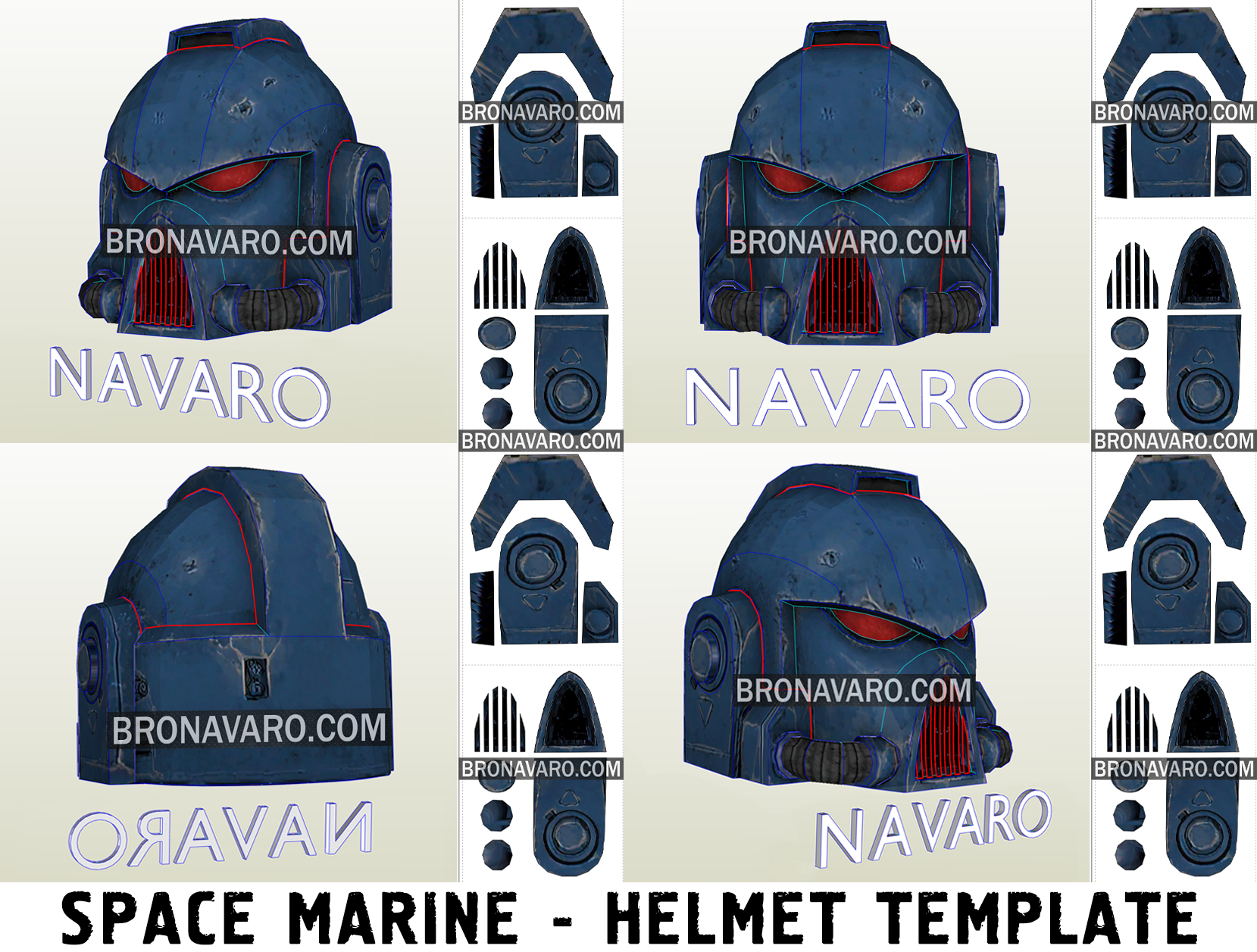 SPACE MARINE Helmet (Foam Template) - Space Marine Helmet Pepakura