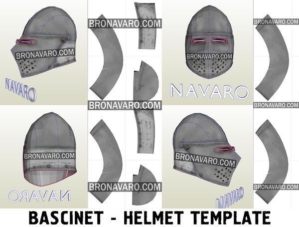 Load image into Gallery viewer, Larp bascinet helmet pepakura template
