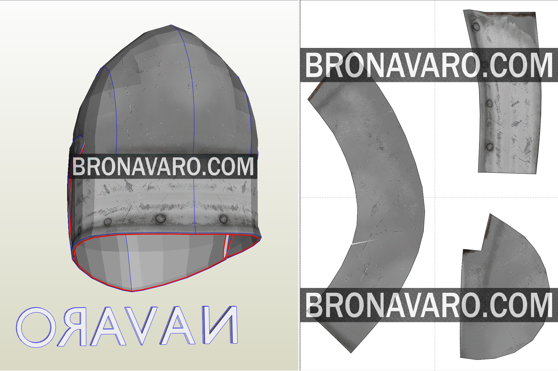 BASCINET HELMET Printable Template PDF / PDO - Knight Helmet Template - NAVARO bascinet-helmet-printable-template-pdf-pdo-knight-helmet-template-navaro