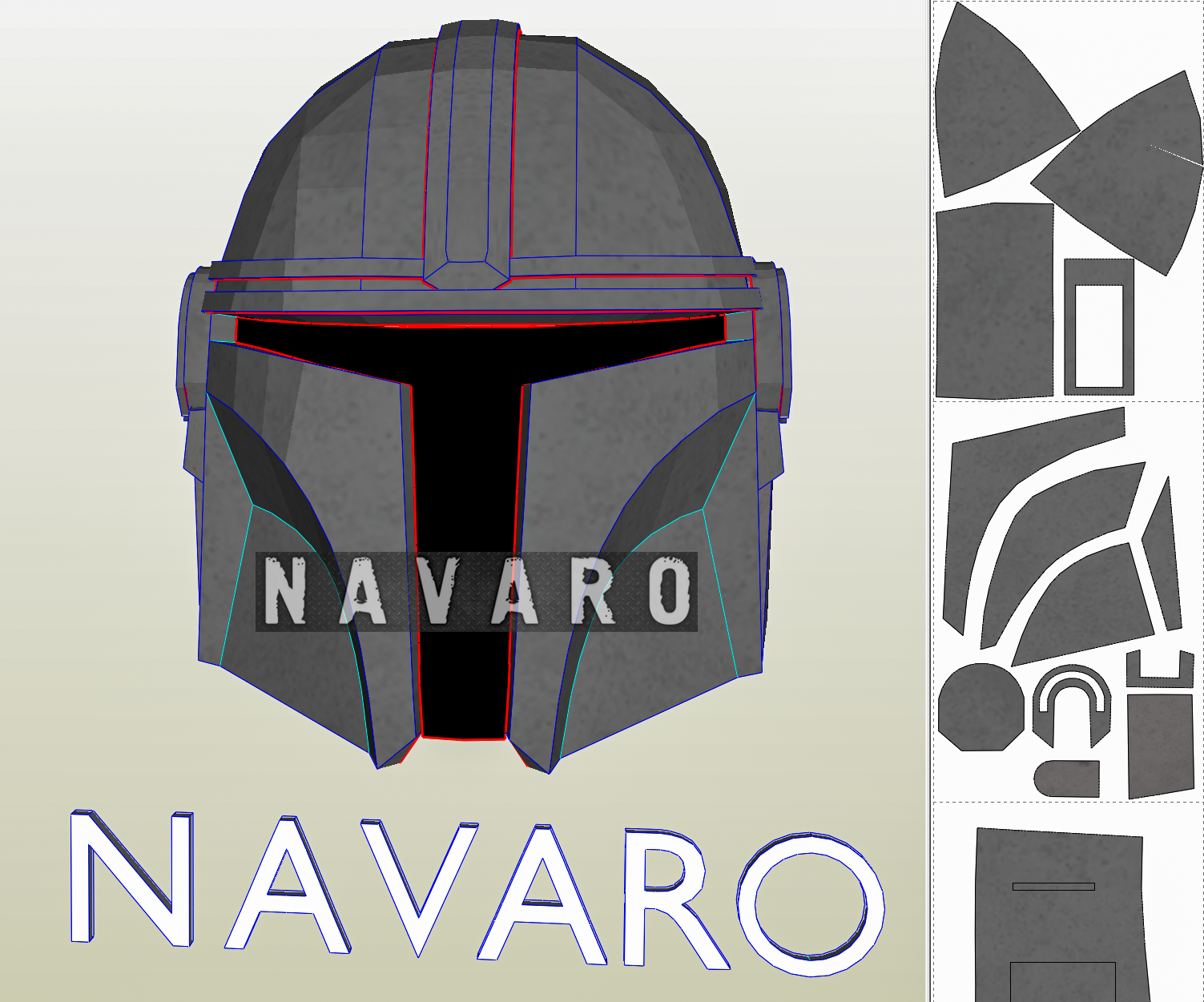 MANDALORIAN Helmet (Foam Template) | Mandalorian Pepakura Helmet – NAVARO